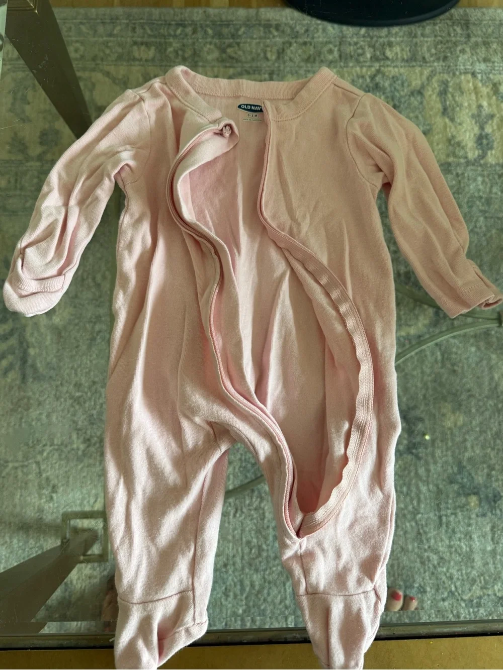 Old Navy Pink & Heather Oat One-Piece Footies - 3 Pack